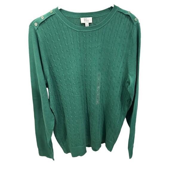 Kim Rogers Forest Green Cotton Pullover Sweater – Women’s Size L #L1346 - Picture 2 of 6